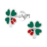 Clever Schmuck Zilveren oorbellen 21 mm kleine honden 8 mm wit rood en zwart gelakt glanzend sterling zilver 925 voor kinderen